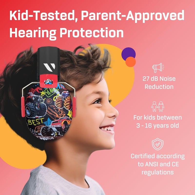 Vanderfields Hearing Protection Ear Muffs - Over 33 dB (2K Hz) Broad Noise Cancelling Sound Reduction Earmuffs for Kids 3-12 - Image 2